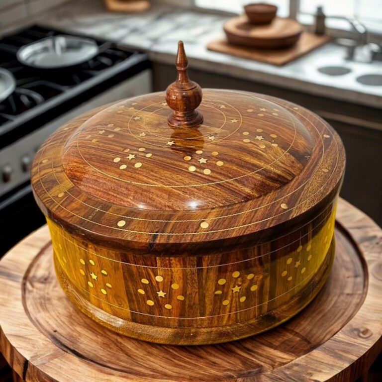 Wooden Hotpot with Brass Work
