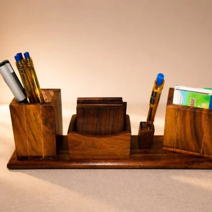 wooden office desk organizer