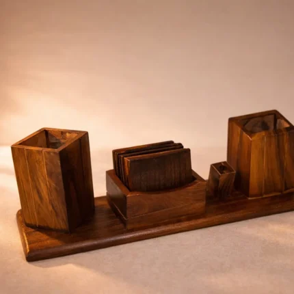 wooden office desk organizer