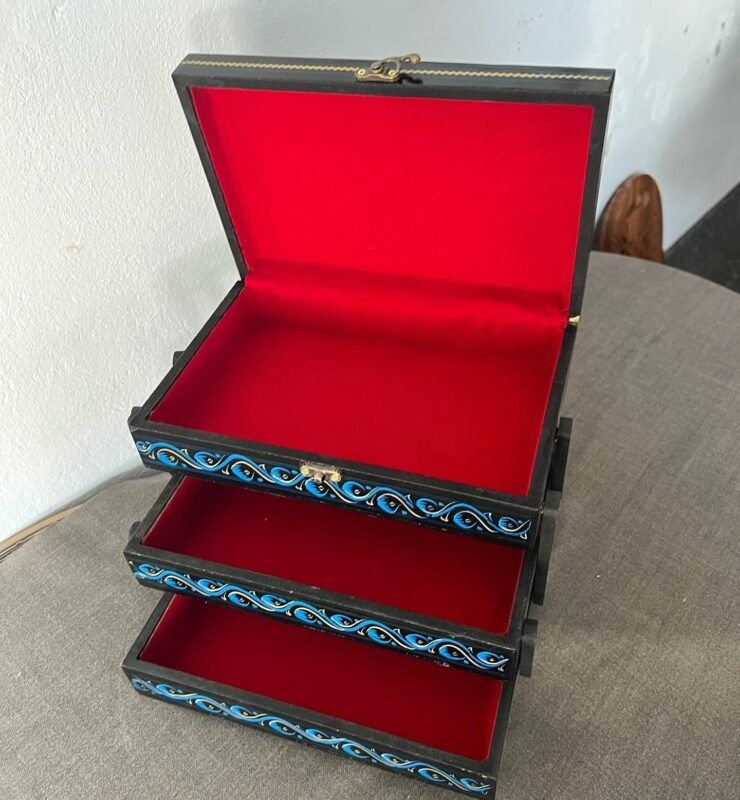 Naqshi Art Jewelry Box – Blue 3 Layer