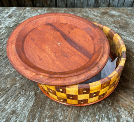 Wooden Hot Pot With Brass (Tukri) Work