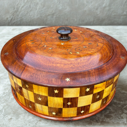 Wooden Hot Pot With Brass (Tukri) Work