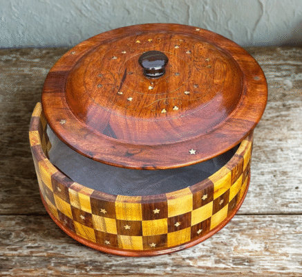 Wooden Hot Pot With Brass (Tukri) Work