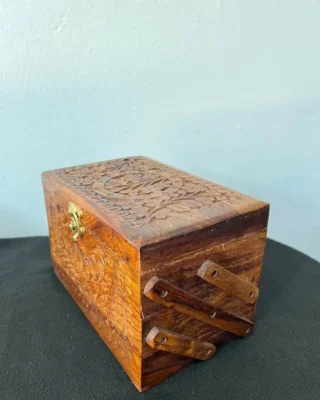 Wooden Jewelry Box -3 Layer Carved