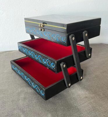 Naqshi Art Jewelry Box – Blue 3 Layer - Image 3
