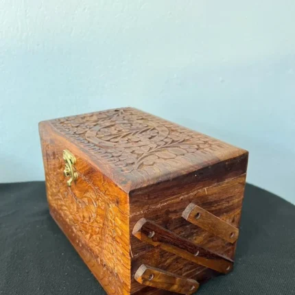 Wooden Jewelry Box -3 Layer Carved